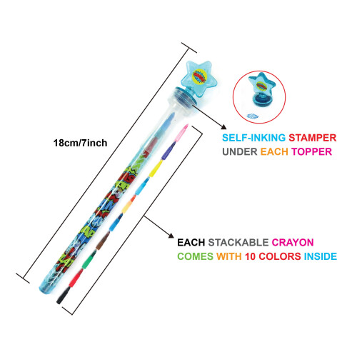 TINYMILLS 24 crayones apilables de superh   roe arco   ris con estampador 1