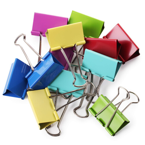 Mr. Pen Extra Large Binder Clips 2 palce, balen 12 ruznch barev