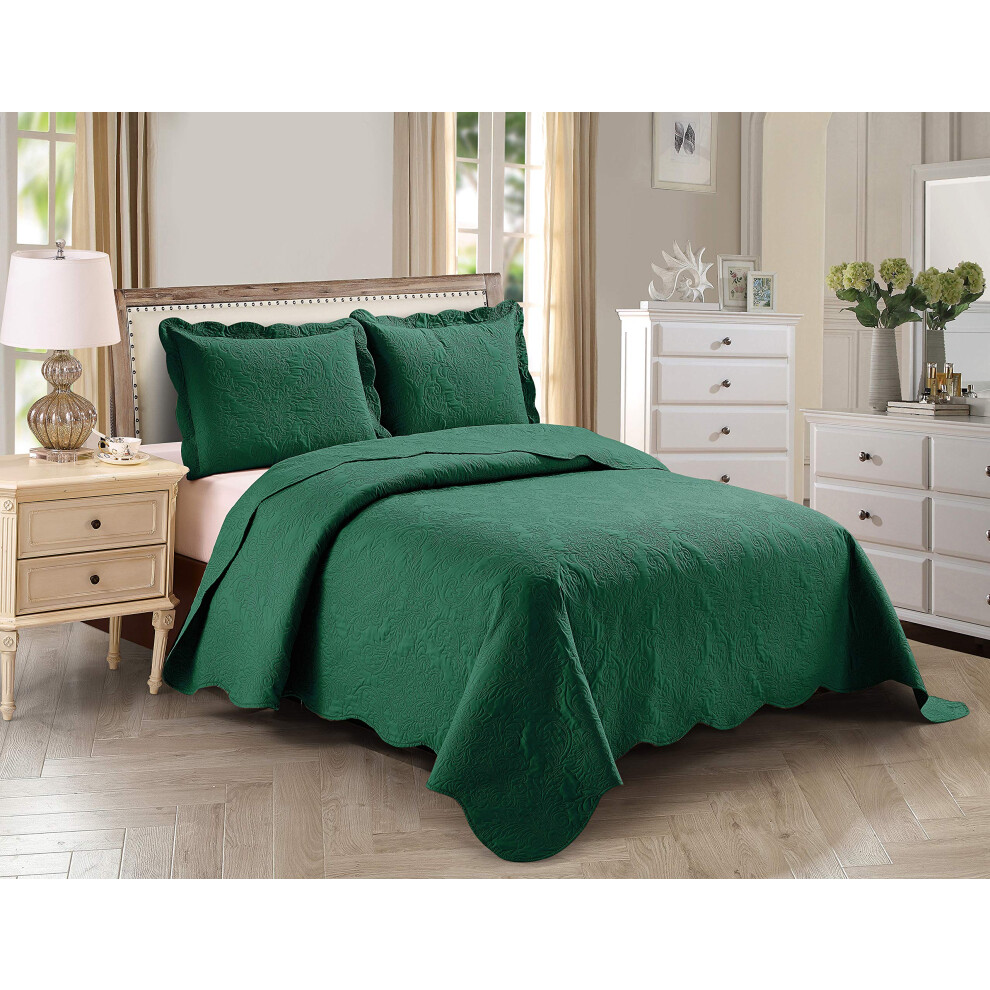 Ensemble de couvre-lit    l   gant 3 pi   ces FullQueen Over Size en relief, l   ger et uni, vert chasseur, neuf