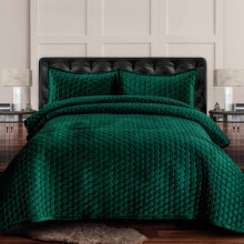 Tribeca Living Velvet King Set de lenjerie de pat din trei piese cu cusatura de fagure include o pilota supradimensionata ?i doua fe?e de perna 2