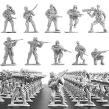 Wankko 2-tums plastarméfigurer, 10 unika skulpturer, 100-pack (Silver)