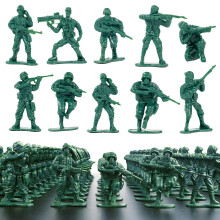 Wankko 5 cm Plastiska Arméfigurer, 10 Unika Skulpturer, Paket med 100 (Grön)
