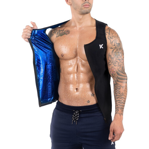 Kewlioo Ανδρικό Premium Zip Sauna Tank Top - Ρούχο Σαουνάκι για Άνδρες