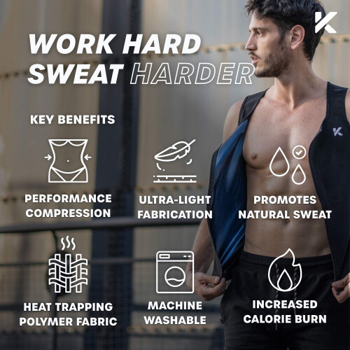 Kewlioo Ανδρικό Premium Zip Sauna Tank Top - Ρούχο Σαουνάκι για Άνδρες 2