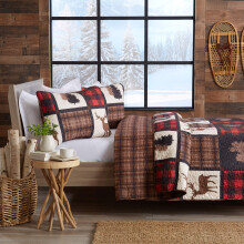 Great Bay Home Lodge Bedspread Twin Size Quilt with 1 Sham. Cabin 2-Piece Reversible All Season Quilt Set. Rustic Quilt Coverlet Bed Set. Stonehurst C