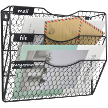 EASEPRES Mail Organizer Wandhalterung H   ngeregistraturhalter Aufbewahrung Metall H   hnerdraht Zeitschriftenst   nder 3 Ebenen Schwarz