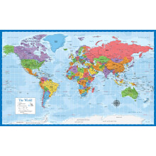 Laminated World Map - 18"""" x 29"""" - Wall Chart Map of the World - Made in the USA