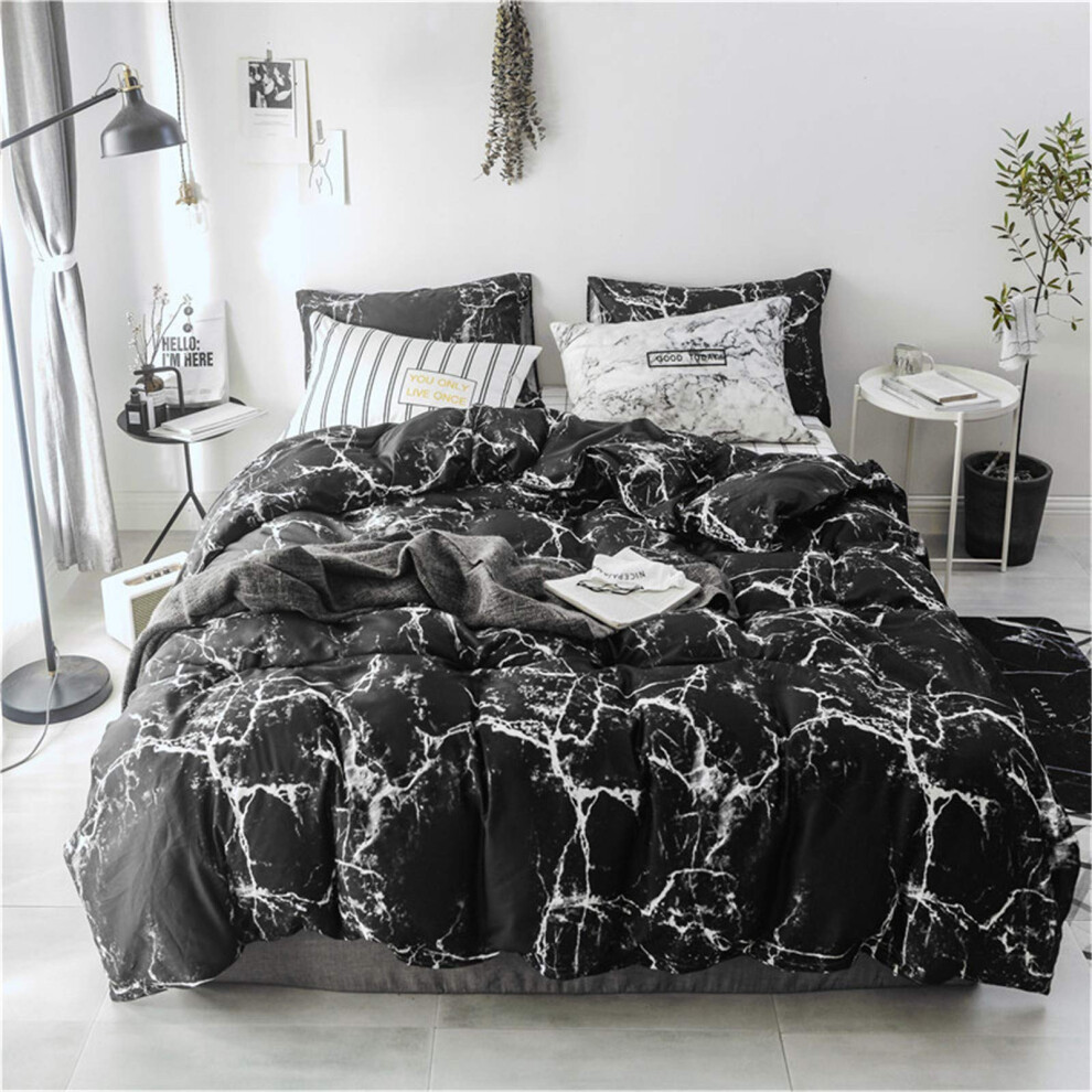 Parure de lit en marbre noir Cottonight King, parure de lit noire et blanche, en coton moderne, style gothique abstrait, douce et respirante