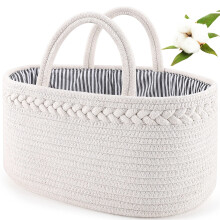 ABenkle Baby Luiermand Baby Opbergbak en Auto Organizer voor Luiers, Doekjes, Katoenen Touwmandje, Verschoontafel Caddy