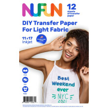Nufun Atividades de tinta jato de tinta imprim   vel Tshirt Papel de transfer   ncia de calor 11x17 (12 tecidos leves)