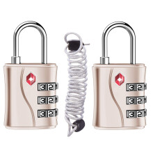 Zhege Bagage Locks TSA godkendte l?se 3 dial lynl?s l?s med (80 cm) kabel til kufferter rygs?k bagage (rose guld 2 pack)