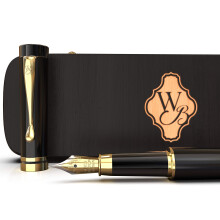 Wordsworth & Black's Fountain Pen Set Bamboo Wood - Custodia regalo di pennino medio; Include 6 cartucce di inchiostro Convertitore di ricarica dell'