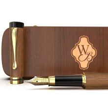 Wordsworth & Black's Fountain Pen Set Bamboo Wood - Custodia regalo di pennino medio; Include 6 cartucce di inchiostro convertitore di ricarica dell'