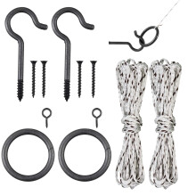 WHQXFDZ Set di 2 ganci e anelli per giochi di lancio, include viti di montaggio per corde in nylon, anello e gancio in ferro per il fai da te, di