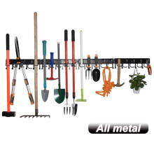 YueTong 68 All Metal Garden Tool Organizer Adjustable Garage Wall Organizers and Storage Heavy Duty Wall Mount Holder with Hooks for Broom Rake Mop Sh