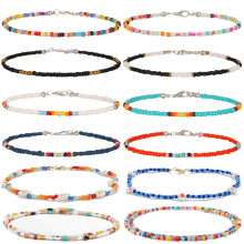 XIJIN 12 pezzi cavigliere con perline fatte a mano per donne e ragazze Boho perline colorate cavigliere regolabili set di cavigliere per piedi
