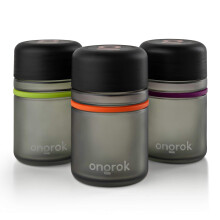 ONGROK Glass Storage Jar 180ml 3 Pack UV Herb/Spice Jar with Child Resistant Lid Color-Coded Glass Containers Air Proof to Preserve Smell and