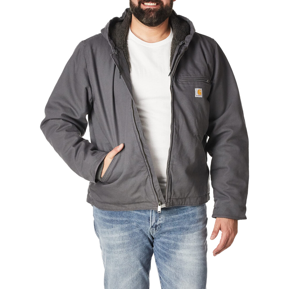 Carhartt mens Relaxed Fit Washed Duck Sherpa-lined Jacket (Big & Tall) Work Utility Outerwear  Gravel  X-Large Tall US