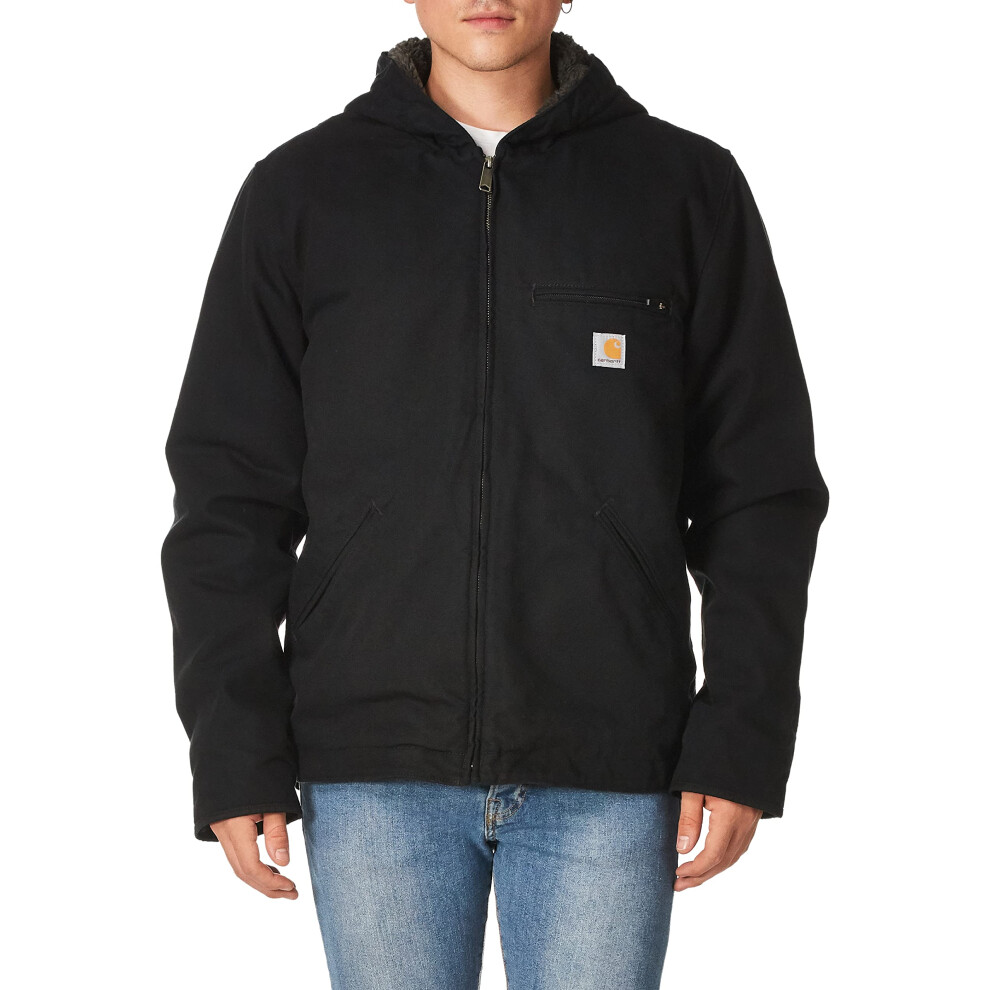 Carhartt mens Relaxed Fit Washed Duck Sherpa-lined Jacket (Big & Tall) Work Utility Outerwear  Black  X-Large Tall US