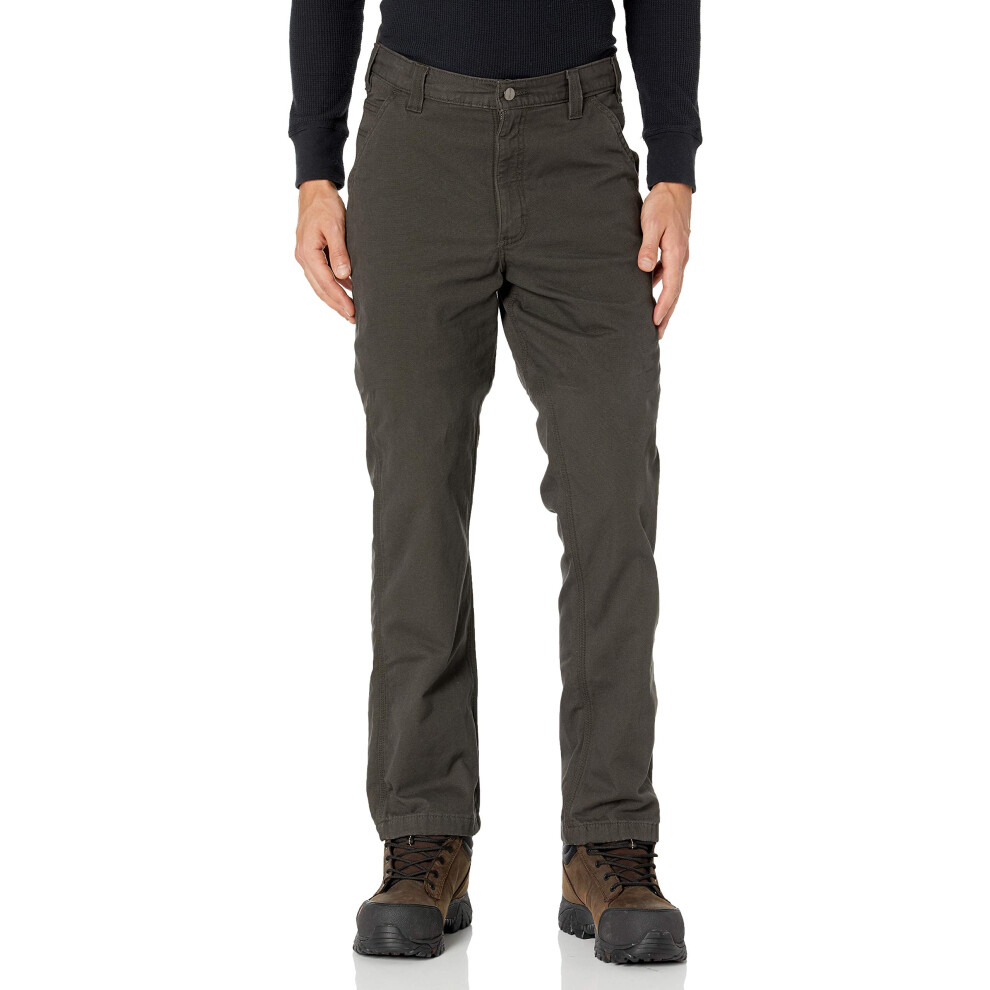 carhartt Mens Rugged Flex Relaxed Fit canvas Flannel-Lined Utility Work Pant  Peat  42 x 30