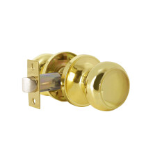 Probrico Keyless Flat Ball Door Knob  Non-Locking Passage Door Hardware in Polished Brass for Closet  Hallway & Passage Handle  1 Pack