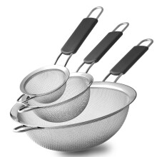 Verificateurs a mailles fins en acier inoxydable Ensemble de 3 tailles Casqueur pour tamis de fil de cuisine avec poignee isolee Casquette de cui