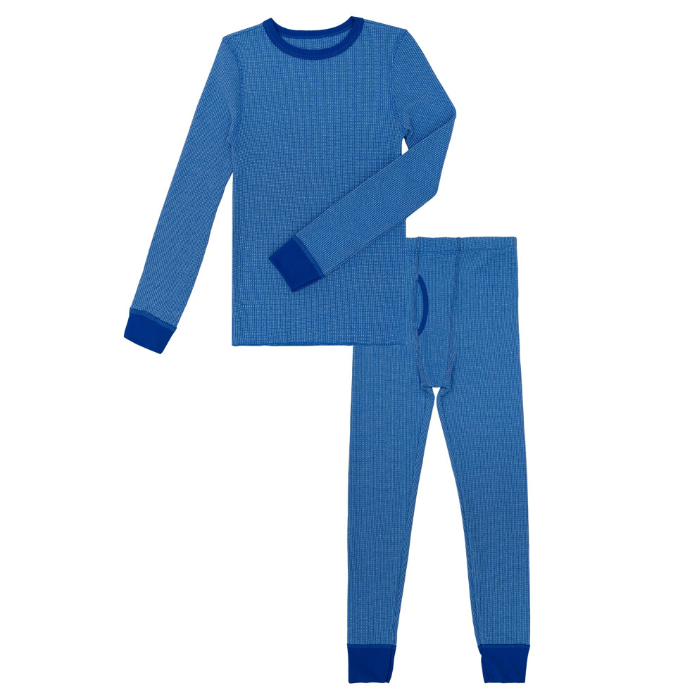 Fruit of the Loom Boys Premium Thermal Waffle Underwear Set  Royal/Aqua Cross Dye  4-5
