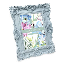 Laura Ashley 4x6 Powder Blue Ornate Textured Hand-crafted Resin Picture Frame wEasel & Hook for Tabletop & Wall Display Decorative Floral Design Home