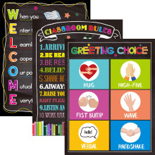 chiazllta Klassenzimmer-Poster-Set, Dekorationen, Willkommen zurck in der Schule, Klassenzimmerregeln, Poster fr Vorschule, Mittelschule, Klassenzi