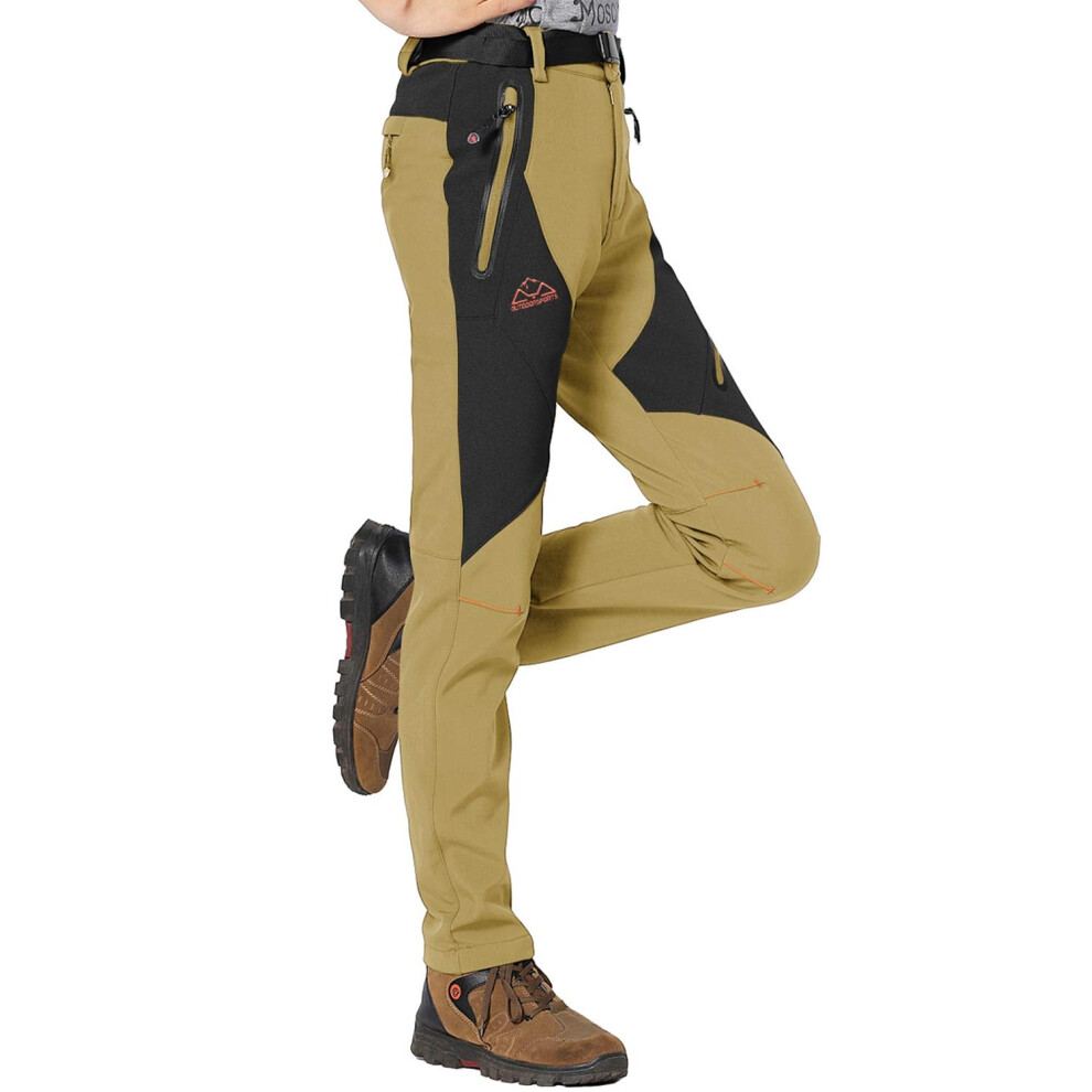 Rdruko Women's Snow Pants Waterproof Fleece Lined Hiking Ski Snowboard Insulated PantsKhaki US M