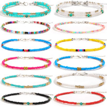 XIJIN 12 stk h?ndlavede beaded ankelk?der til kvinder Boho farverige perler ankel armb?nd Justerbar fod ankels?t s?t