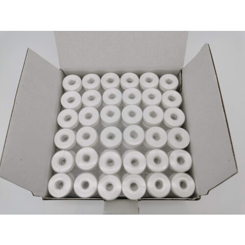 DOUBLELIN Bobines Prémontées, Plastique, Taille L (SA155, 9.4), Blanc, 144pcs, Polyester 60S/2