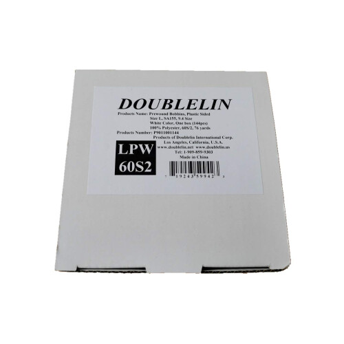 DOUBLELIN Bobines Prémontées, Plastique, Taille L (SA155, 9.4), Blanc, 144pcs, Polyester 60S/2 1