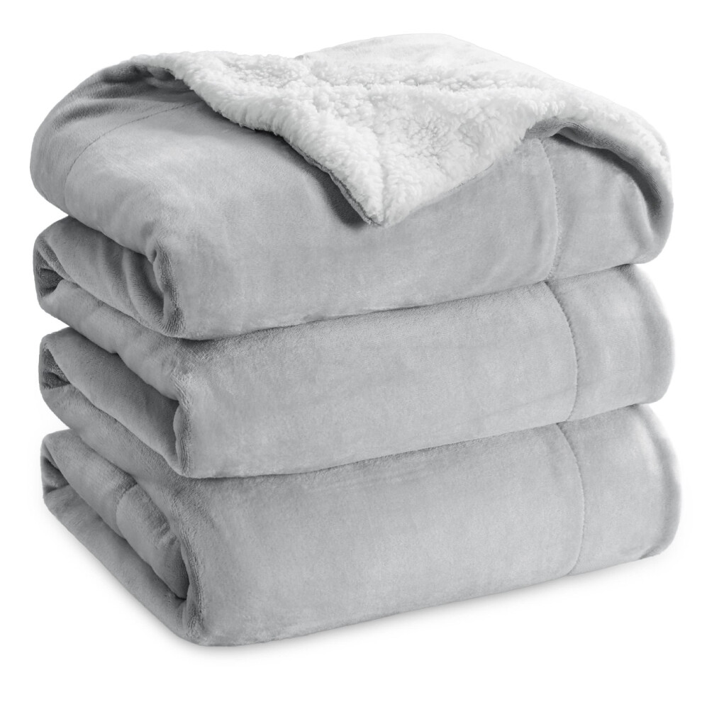 Coperta In Pile Sherpa Bedsure King Size Per Letto - Coperte Spesse E Calde Per L'inverno, Morbida E Soffice, Grande Coperta King Size Grigio Chi-image