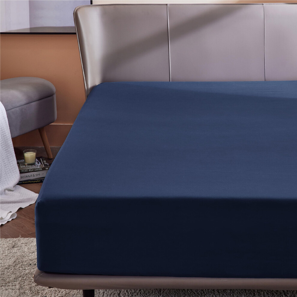 Drap-housse Bedsure King uniquement - Draps de lit     poche extra profonde 16 pouces Drap de dessous ultra doux pour lit king size Bleu marine 78""