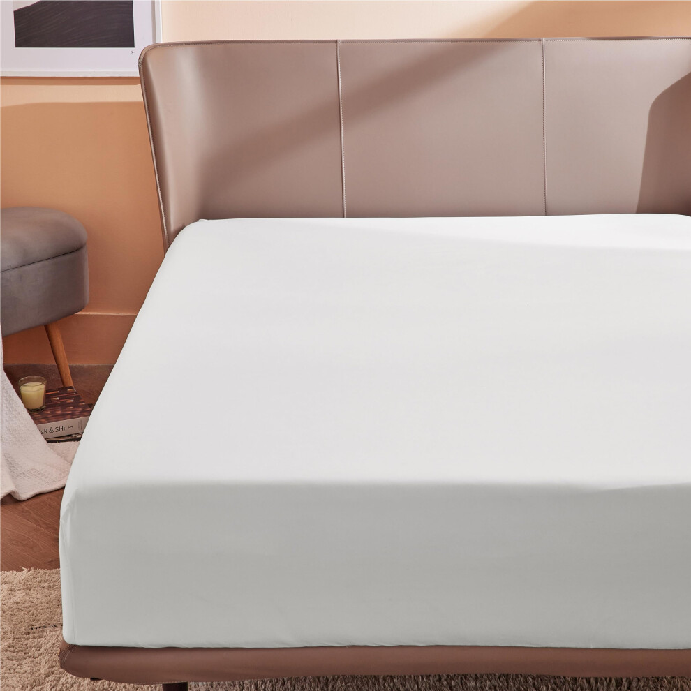 Drap-housse Bedsure pour lit double uniquement - Draps de lit     poche extra profonde 16 pouces, drap-housse ultra doux pour lit double, blanc 54""
