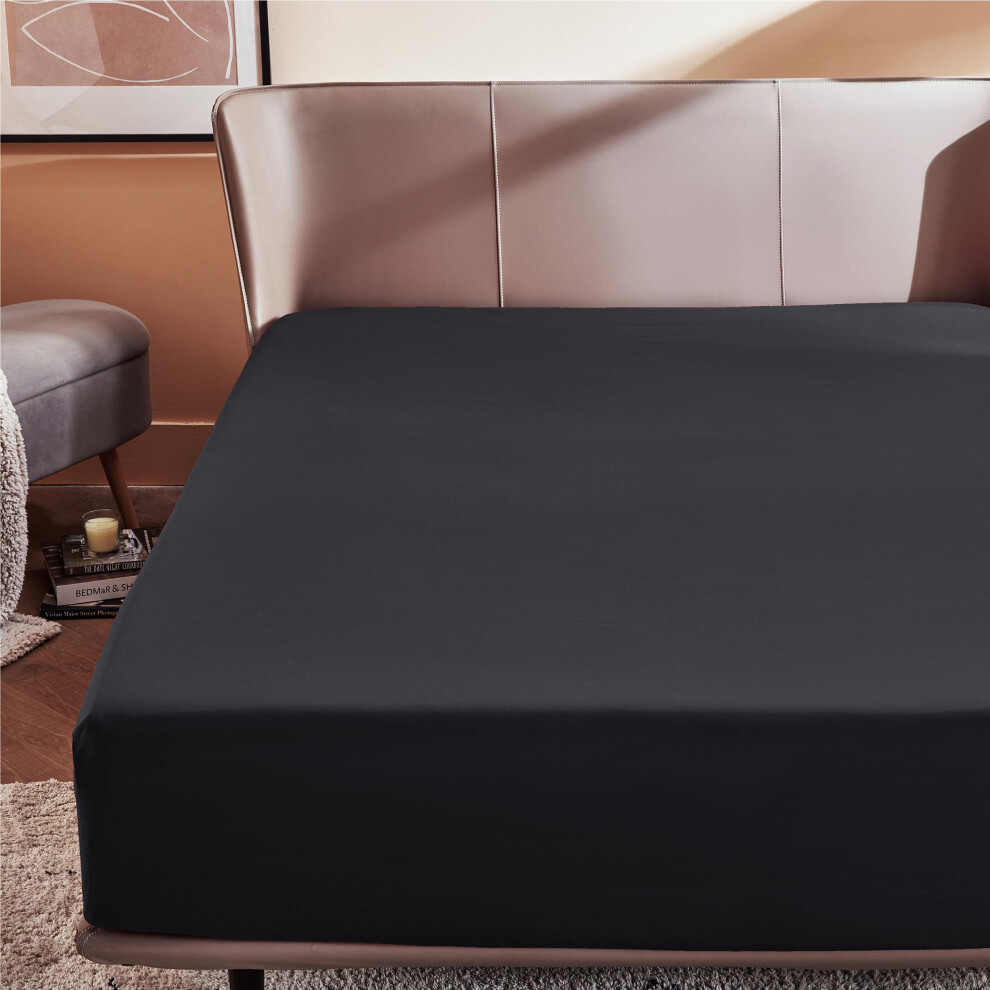 Drap-housse Bedsure Twin uniquement - Draps de lit     poche extra profonde 16 pouces Drap de dessous ultra doux pour lit double Noir 39"""" x 75""""