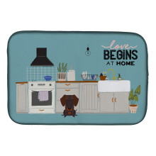 Caroline's Treasures Chocolate Wire Haired Dachshund Kitchen Scene dish-drying-mats 14 x 21 Multicolor