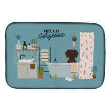 Caroline's Treasures Chocolate Wire Haired Dachshund in Bathtub dish-drying-mats 14 x 21 Multicolor