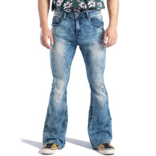Wbestwind M?nds Relaxed Stretch Bell Bottom Fit Comfort Flared Retro Leg Denim Jeans Flo TAG XL Bl?