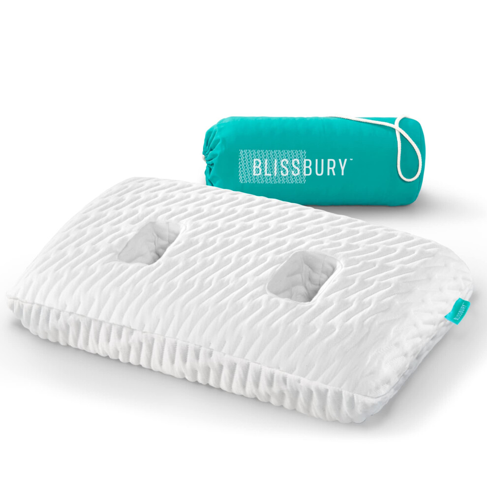 Blissbury Ear Pillow With Ear Hole For Sleeping With Sore Ear Pain | Ear Piercing Pillow | Adjustable Memory Foam Pillow With Holes For Chondrodermati