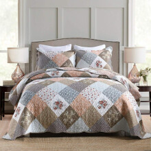 Travan 3-delad King Quilt Set Quiltat verkast Ltt vndbart tcke Set Blommigt tryckt Quiltat Sngklder Set med Shams fr All Season Brown Flor