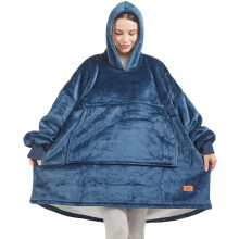 GRADOS DE COMODIDAD Manta Sherpa Original Usable Sudadera con Capucha de Gran Tama o Mantas Talla nica para Todos 38x32 Azul Marino