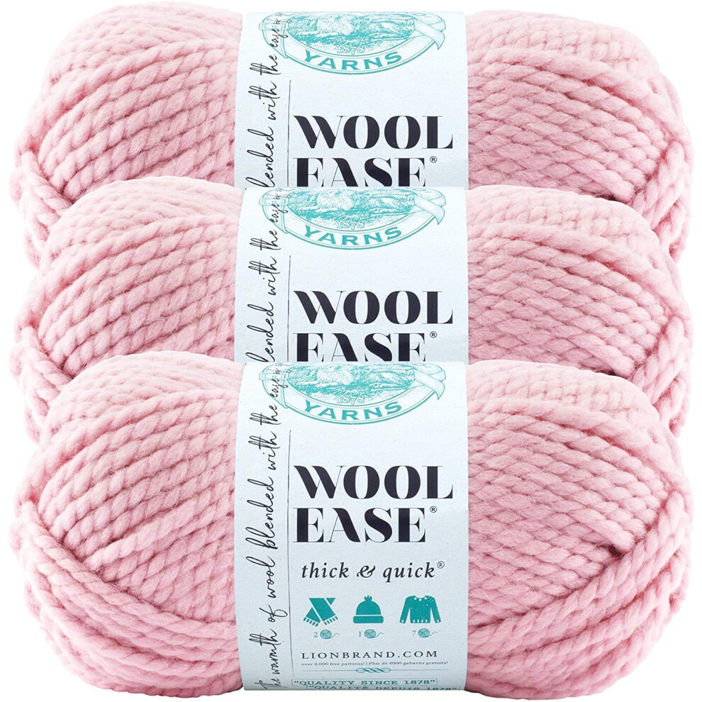 Lion Brand Yarn Wool-Ease Thick & Quick Yarn  Soft and Bulky Yarn for Knitting  crocheting  and crafting  3 Pack  Blossom
