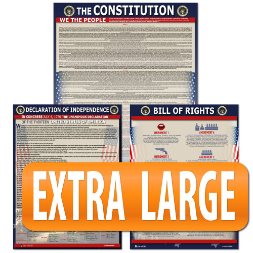 Documents fondateurs americains Extra Large Lined Lined 3 Pack: US Constitution Declaration d'independance et la Declaration des droits comprend