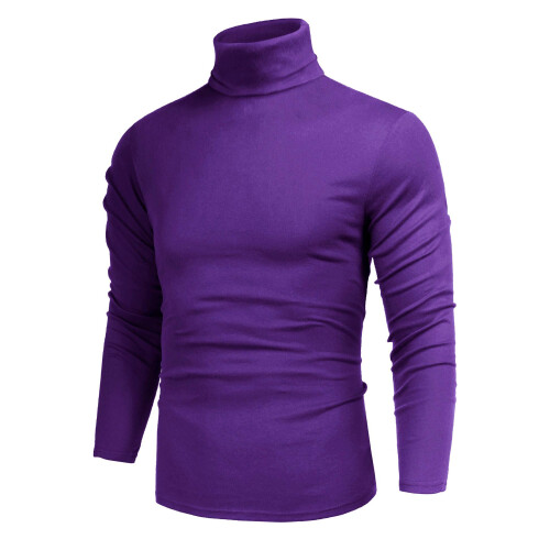 Herrenmode Slim Fit Halbhals Leichter weicher Pullover Basic Tops Lila S