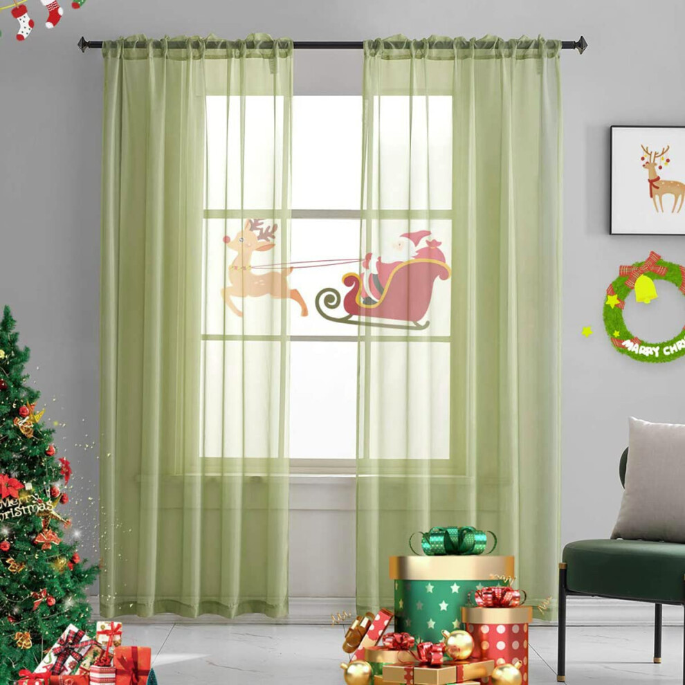 TOAVA DECO Rideaux transparents de No   l vert sauge 84 pouces de long 2 panneaux pour chambre/salon/enfants Rideaux transparents vert sauge filtra