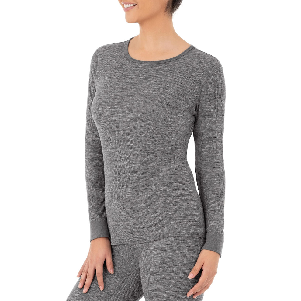 Fruit of the Loom Women's Micro Waffle Premium Thermal Underwear Tee Shirt  Smoke Heather  3X