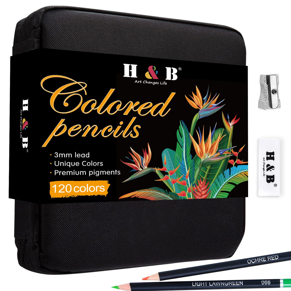122 colored Pencils Kit Oil Based Soft core Professional color Drawing Set with case Sharpener Sketching Layering Blending Art Set Supplies for Adul