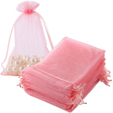 Package HRX Sacs Organza Blush Pink 5x7 pouces 100pcs Mesh Jewelry Socches Sacs ciel